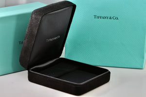 Tiffany & Co. Large Black Suede Silk Earrings Presentation Box Packaging
