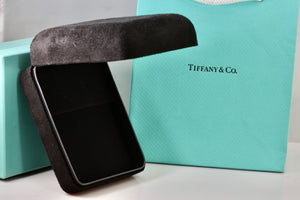 Tiffany & Co. Large Black Suede Silk Earrings Presentation Box Packaging