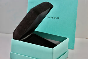 Tiffany & Co. Large Black Suede Silk Earrings Presentation Box Packaging