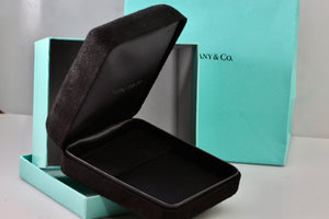 Tiffany & Co. Large Black Suede Silk Earrings Presentation Box Packaging