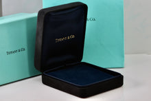 Load image into Gallery viewer, Tiffany &amp; Co. Large Black Suede Necklace Royal Blue Silk Presentation Box Packaging
