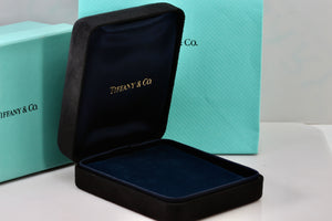 Tiffany & Co. Large Black Suede Necklace Royal Blue Silk Presentation Box Packaging