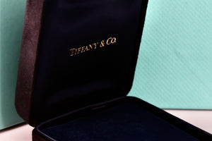 Tiffany & Co. Large Black Suede Necklace Royal Blue Silk Presentation Box Packaging