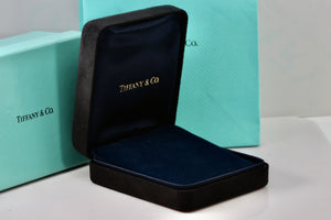 Tiffany & Co. Large Black Suede Necklace Royal Blue Silk Presentation Box Packaging