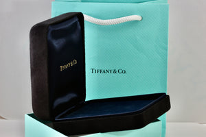 Tiffany & Co. Large Black Suede Necklace Royal Blue Silk Presentation Box Packaging