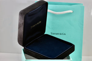 Tiffany & Co. Large Black Suede Necklace Royal Blue Silk Presentation Box Packaging