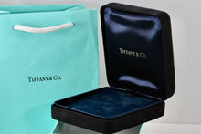 Load image into Gallery viewer, Tiffany &amp; Co. Large Black Suede Necklace Royal Blue Silk Presentation Box Packaging
