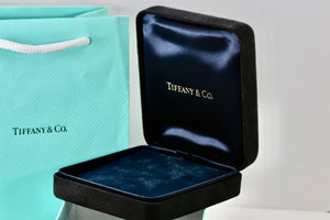 Tiffany & Co. Large Black Suede Necklace Royal Blue Silk Presentation Box Packaging