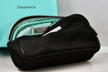 Load image into Gallery viewer, Tiffany &amp; Co. Small Black &amp; Teal Blue Make-Up Bag Purse
