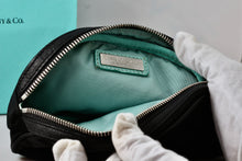 Load image into Gallery viewer, Tiffany &amp; Co. Small Black &amp; Teal Blue Make-Up Bag Purse
