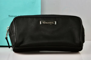 Tiffany & Co. Small Rectangle Black & Teal Blue Make-Up Bag Purse