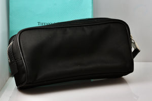 Tiffany & Co. Small Rectangle Black & Teal Blue Make-Up Bag Purse