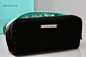 Tiffany & Co. Small Rectangle Black & Teal Blue Make-Up Bag Purse