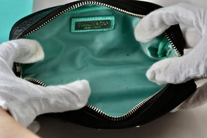 Tiffany & Co. Small Rectangle Black & Teal Blue Make-Up Bag Purse