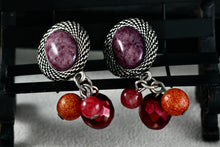 Load image into Gallery viewer, Chico&#39;s Pink Rhodonite Dangle Triple Bead Costume Earrings
