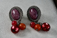 Load image into Gallery viewer, Chico&#39;s Pink Rhodonite Dangle Triple Bead Costume Earrings
