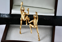 Load image into Gallery viewer, Irafa Gold Tone Crawling Naked People Vintage Costume Earrings RARE
