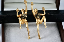 Load image into Gallery viewer, Irafa Gold Tone Crawling Naked People Vintage Costume Earrings RARE
