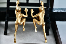 Load image into Gallery viewer, Irafa Gold Tone Crawling Naked People Vintage Costume Earrings RARE
