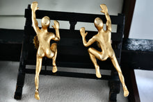 Load image into Gallery viewer, Irafa Gold Tone Crawling Naked People Vintage Costume Earrings RARE
