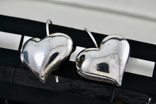 Load image into Gallery viewer, Vintage Avon Dangle Hook Puffy Heart Silver Tone Costume Earrings
