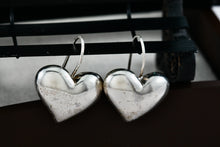 Load image into Gallery viewer, Vintage Avon Dangle Hook Puffy Heart Silver Tone Costume Earrings
