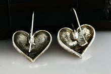 Load image into Gallery viewer, Vintage Avon Dangle Hook Puffy Heart Silver Tone Costume Earrings
