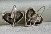 Load image into Gallery viewer, Vintage Avon Dangle Hook Puffy Heart Silver Tone Costume Earrings
