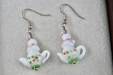 Load image into Gallery viewer, Hand Made Porcelain Ceramic Dangle Tea Pot Costume Earrings
