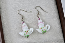 Load image into Gallery viewer, Hand Made Porcelain Ceramic Dangle Tea Pot Costume Earrings
