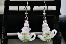 Load image into Gallery viewer, Hand Made Porcelain Ceramic Dangle Tea Pot Costume Earrings
