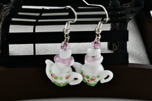 Load image into Gallery viewer, Hand Made Porcelain Ceramic Dangle Tea Pot Costume Earrings
