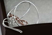 Load image into Gallery viewer, IBB Sterling Silver Dangle Heart Circle Hook Earrings
