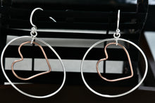 Load image into Gallery viewer, IBB Sterling Silver Dangle Heart Circle Hook Earrings
