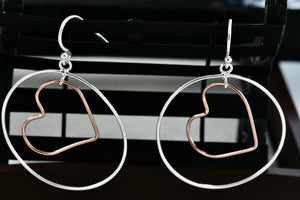 IBB Sterling Silver Dangle Heart Circle Hook Earrings