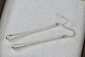 Large Sterling Silver Elongated Teardrop Dangle Hook 2.5" Earrings