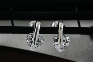 Sterling Silver Heart Shape CZ Diamonds Stud Earrings