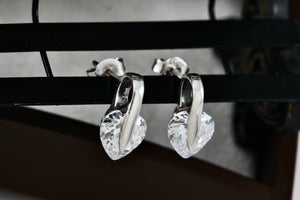 Sterling Silver Heart Shape CZ Diamonds Stud Earrings