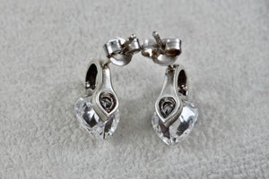 Sterling Silver Heart Shape CZ Diamonds Stud Earrings