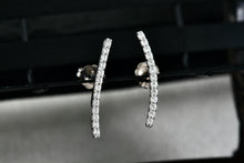 Load image into Gallery viewer, Sterling Silver Metro CZ Diamonds Curve Bar Stud Earrings
