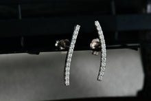 Load image into Gallery viewer, Sterling Silver Metro CZ Diamonds Curve Bar Stud Earrings
