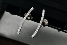 Load image into Gallery viewer, Sterling Silver Metro CZ Diamonds Curve Bar Stud Earrings
