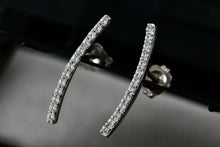 Load image into Gallery viewer, Sterling Silver Metro CZ Diamonds Curve Bar Stud Earrings
