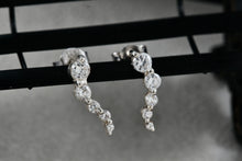 Load image into Gallery viewer, Sterling Silver CZ Diamond Dangle Snake Stud Earrings Signed SU
