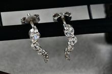 Load image into Gallery viewer, Sterling Silver CZ Diamond Dangle Snake Stud Earrings Signed SU
