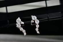 Load image into Gallery viewer, Sterling Silver CZ Diamond Dangle Snake Stud Earrings Signed SU
