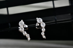 Sterling Silver CZ Diamond Dangle Snake Stud Earrings Signed SU