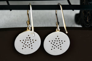 Sterling Silver CZ Stone Pave Star Disc Hook Earrings
