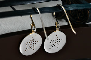 Sterling Silver CZ Stone Pave Star Disc Hook Earrings