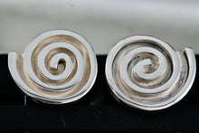 Load image into Gallery viewer, Sterling Silver Large Mexico Taxco Swirl Modernist Stud Earrings
